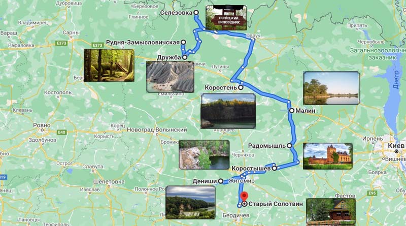 Tourist route in the Zhytomyr region