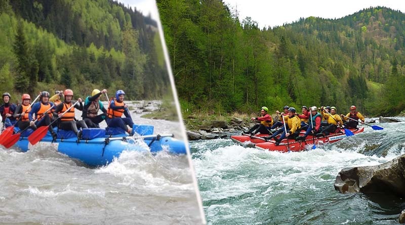 Extreme tourist route. Rafting