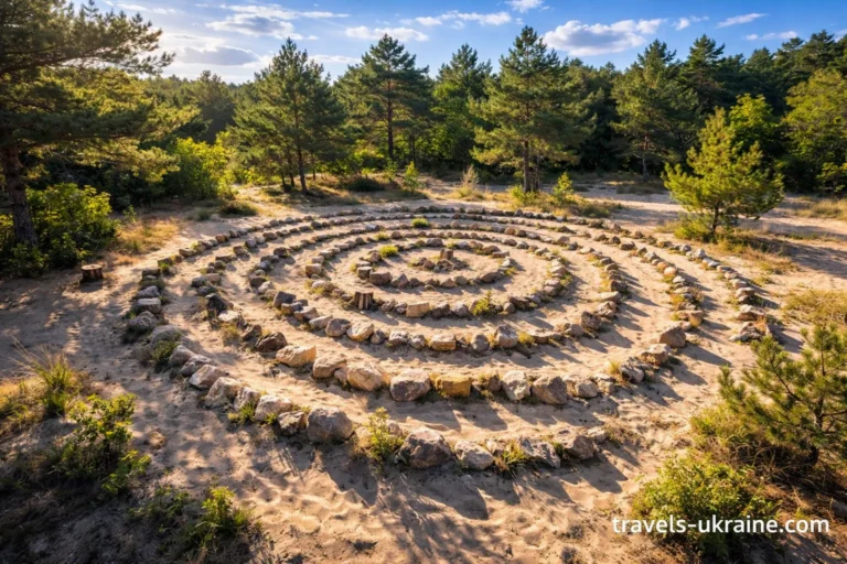 Озеро Бучак та Кам'яний спіраль на піщаній галявині