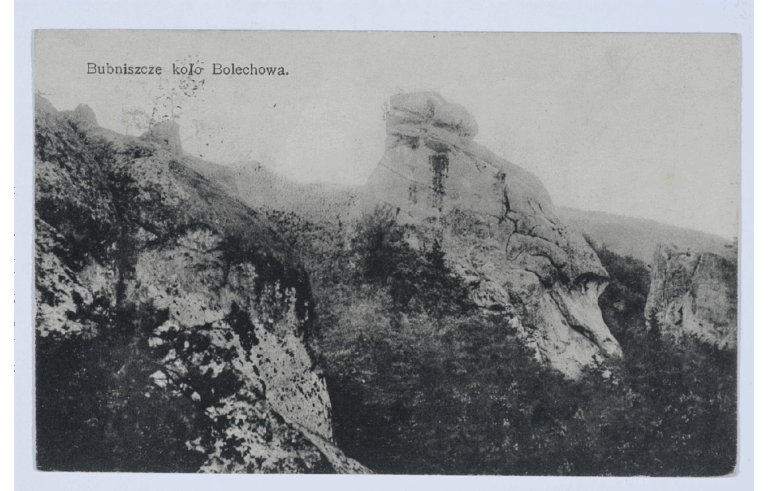 Поштова листівка Скелі Довбуша («Bubniszcze koło Bolechowa»), 1914 рік