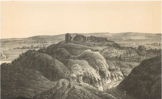 Руїни замку в Галічі , літографія, 1846, малюнок М. Б. Стенчинського