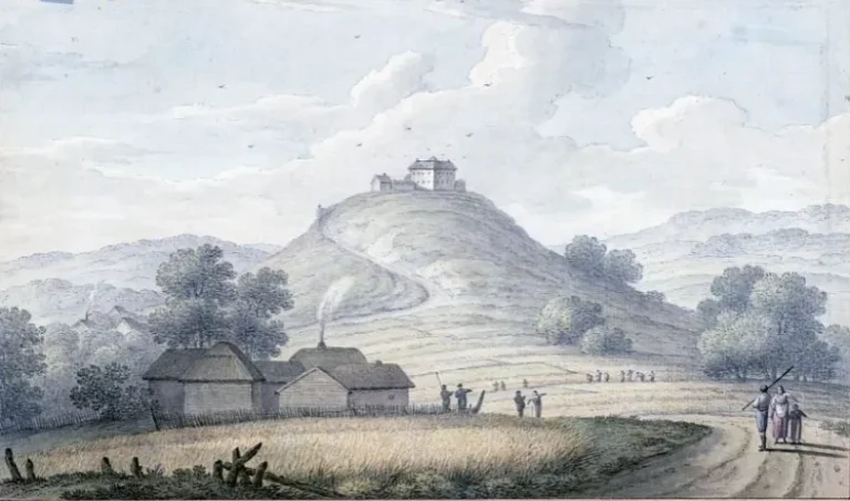 Малюнок Жан-Анрі Мюнц — Олеський замок, близько 1781 року