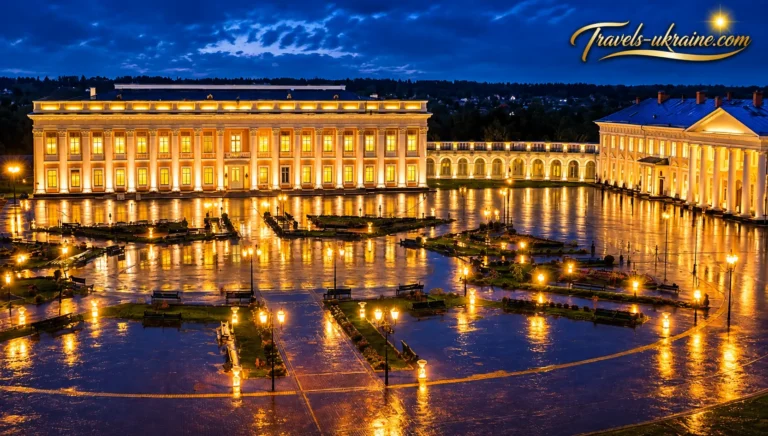Палац Потоцьких у місті Тульчин в нічний час
